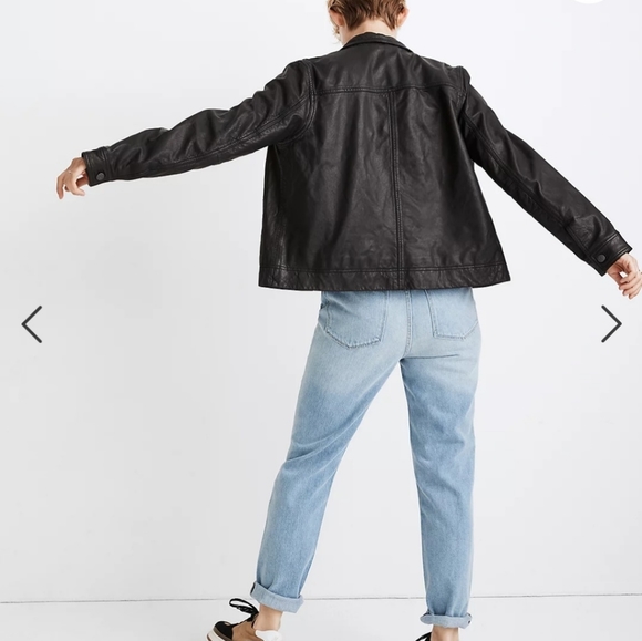 madewell washed leather chore jacket